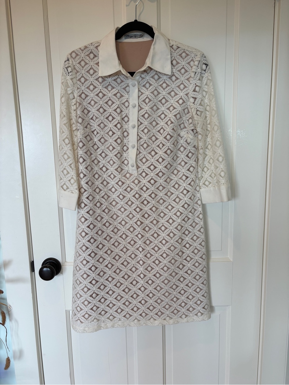 Eliza J White Lace Collared Shift Dress